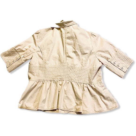 Anthropologie Elevenses Cream beige jacket ruffled - Picture 3 of 7